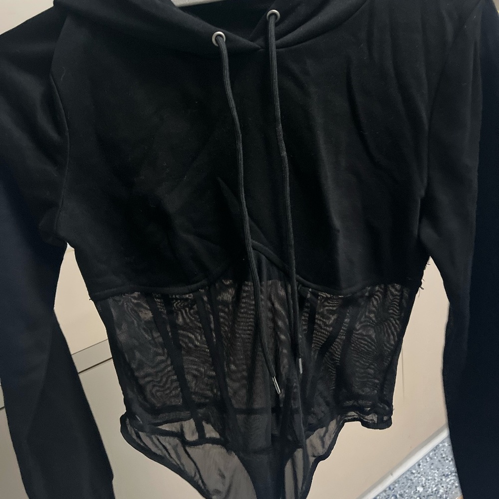 HERA Collection Mesh Bodysuit Sweatshirt Size S